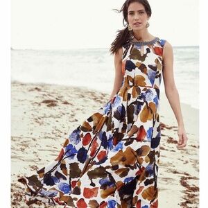 Anthropologie Floral Sleeveless Maxi Dress